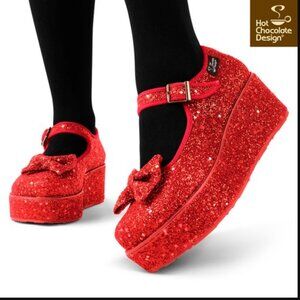 Hot Chocolate Chocolaticas Red Glitter Dorothy Platform Women's Shoes 8US